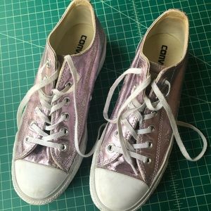 Metallic Rose Gold Platform Converse Chucks